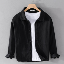 春秋季男装休闲夹克宽松简约工装男外套阿卡美肌风潮流男上衣9757