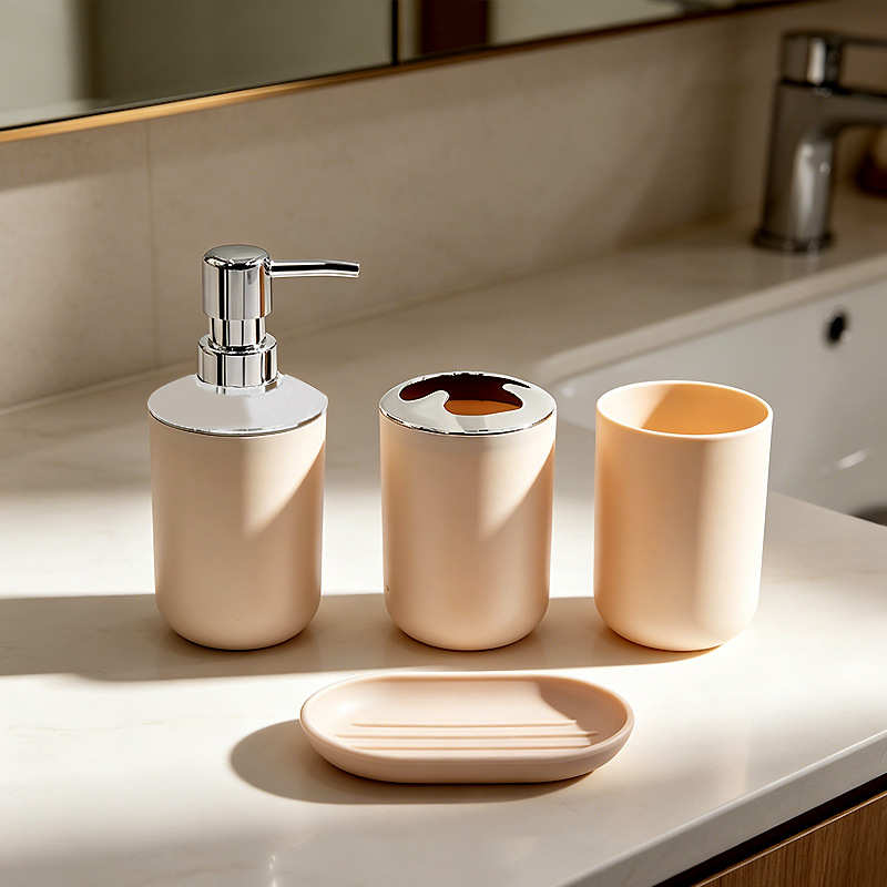 Kit de baño set de artículos de higiene set botella de desinfectante de manos cepillo de dientes taza cepillo de inodoro bote de basura set de 6 piezas image 14