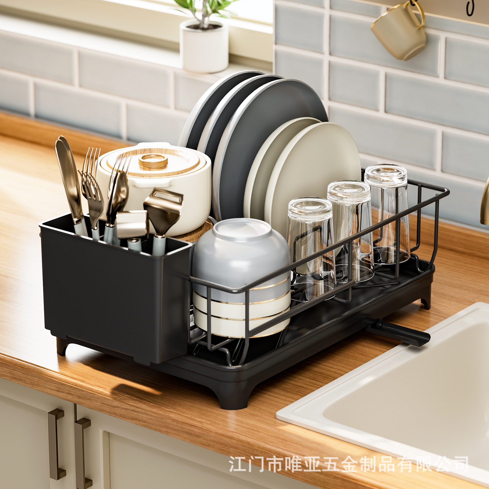 Amazon estilo japonés fregadero de cocina drenaje marco de platos de mesa estante de almacenamiento de hierro forjado estante de almacenamiento multifuncional