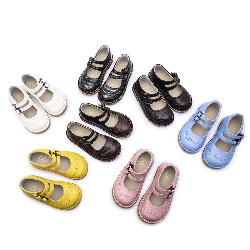 High-Quality Girls' Leather Shoes, New Baby Princess Style Genuine Leather Shoes, Little Girls' British Style Versatile Soft-Soled Shoes