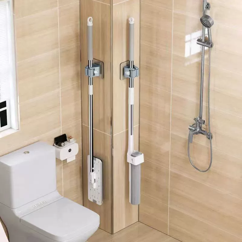 晾搭 Drag rack exemption, mop, mop linking the bathroom load -bearing artifact powerful wall -mounted storage shelf
