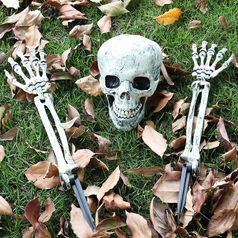 Halloween Skull Decoration Set (SOURCE FACTORY) — Luminous Skull & Hands, 3-piece Ornamental Prop