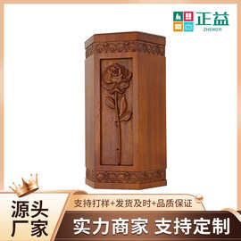 实木骨灰盒玫瑰花样式骨灰盒创意骨灰盒殡葬用品纪念寿盒可定 制