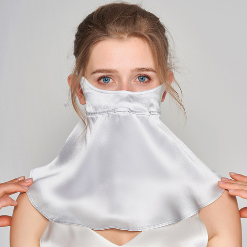 Silk with UV Protection Face Mask, Summer Face Sunscreen for Outdoor Cycling, Protects Neck, Mulberry Silk Scarf