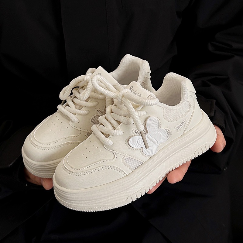 Atmungsaktive, weiße Mesh-Sneaker für Mädchen – leichte, rutschfeste Freizeitschuhe für Kleinkinder und Schulkinder_voghion.com