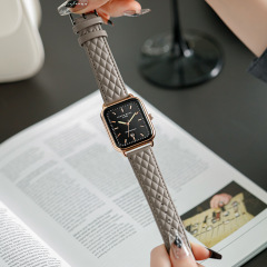 李奧娜2023新款皮帶手錶方形氣質休閒石英表簡約日曆時尚女士腕錶