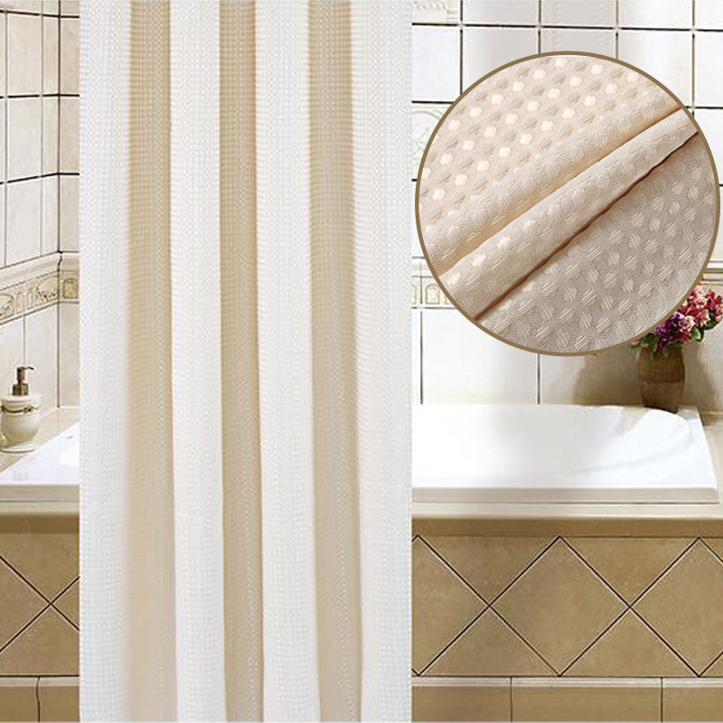 华夫格浴帘 防水浴帘布 加厚卫生间涤纶浴帘定制 可代发|ms