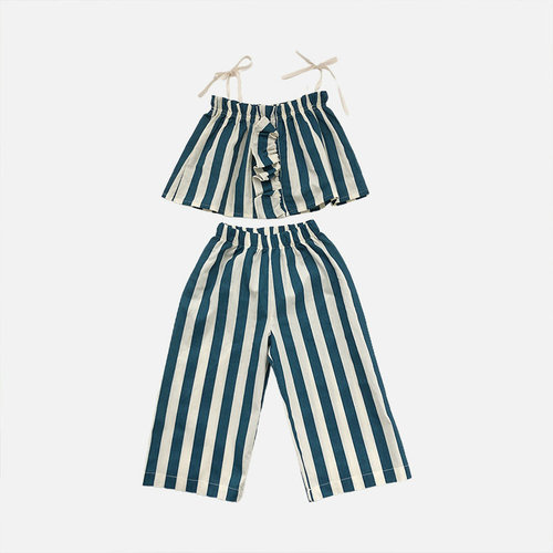 Girls suit striped suspender top and nine-point pants two-piece set 24 summer clothes new foreign trade children's clothing dropshipping