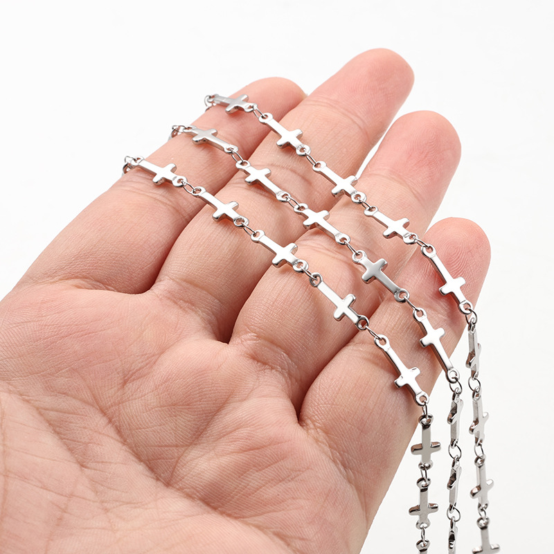 Cruz de acero inoxidable cadena cerrada material de cadena de accesorios de cadena DIY collar pulsera accesorios de moda para hombres y mujeres cadena de mano