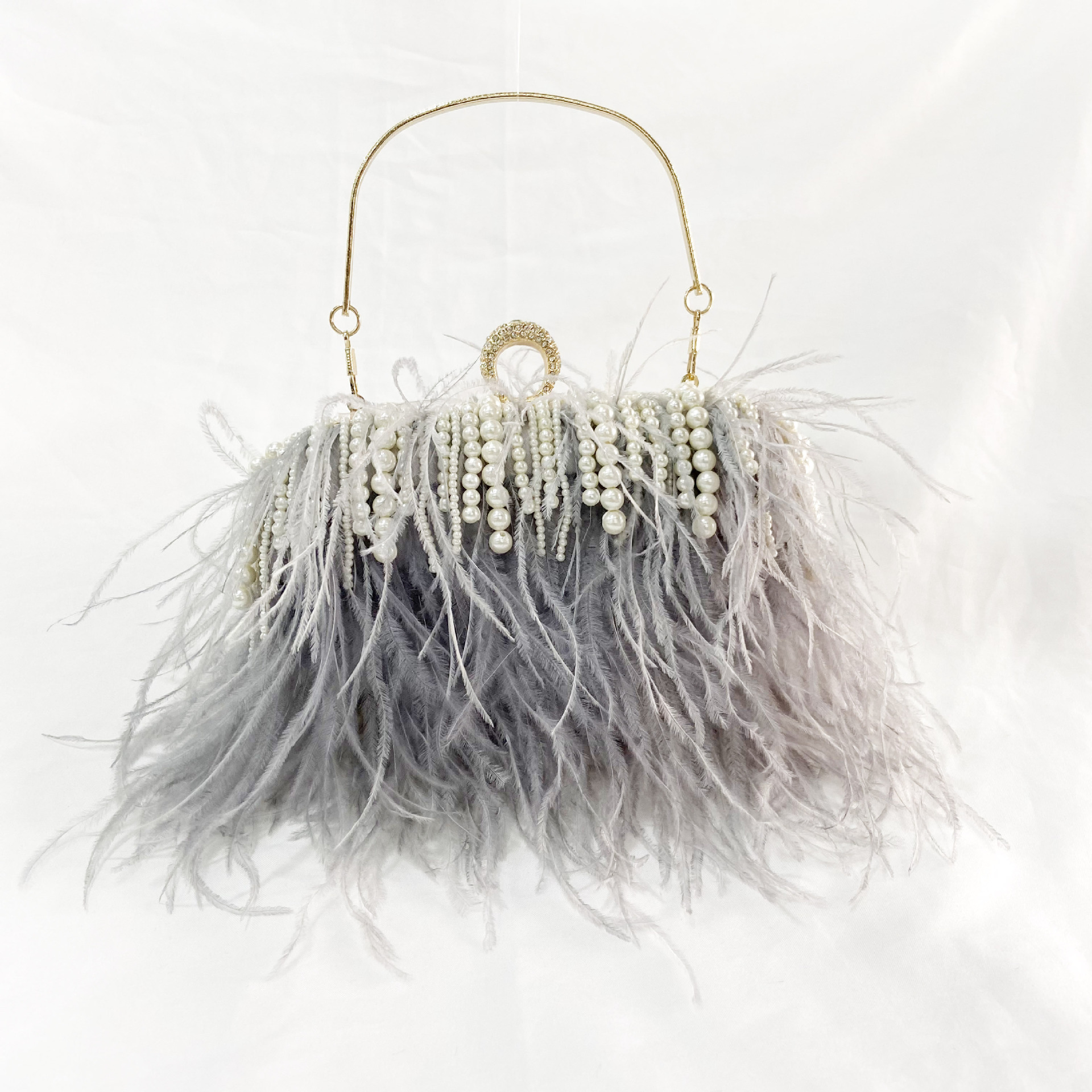 Vintage Style Style Square Shape Small Size Light Grey Black Pink Polyester Solid Color Tassel Pearl Square Evening Bags