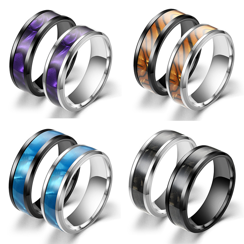 4g Weight Rings Classification Retro Cool Style Geometric Titanium Steel Unisex Rings Men Band Rings