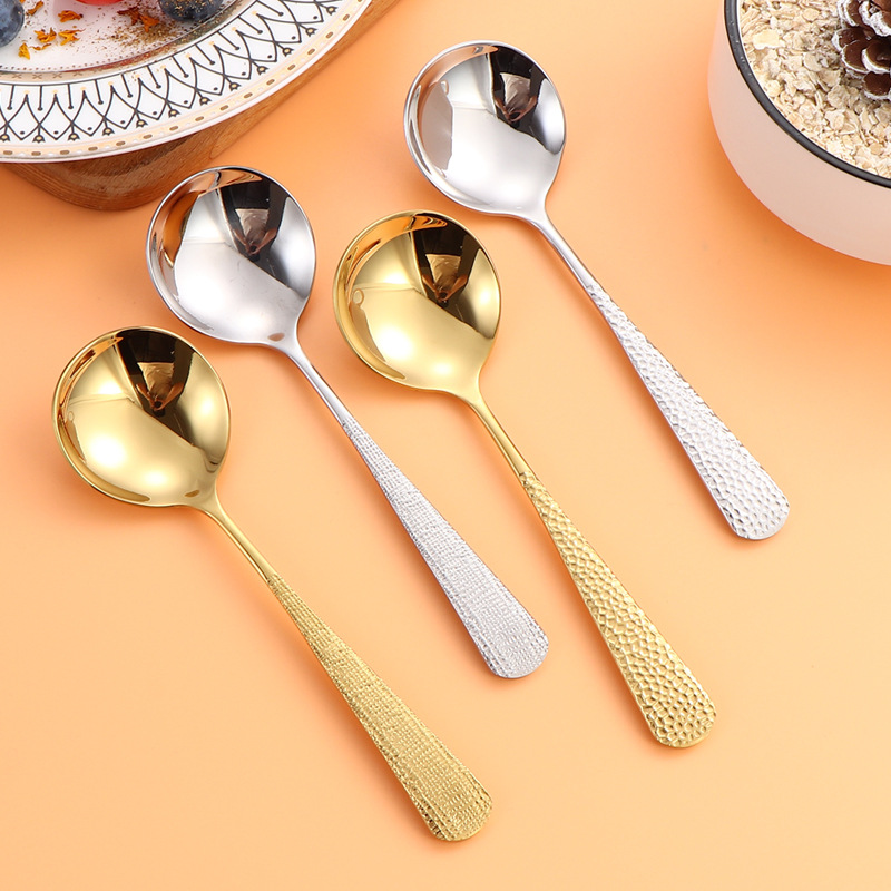 304 acero inoxidable red cuchara roja cuchara de tela martillo nuevo cuchara casera cuchara de comedor dulce sandía cuchara de cocina de cabeza redonda cuchara