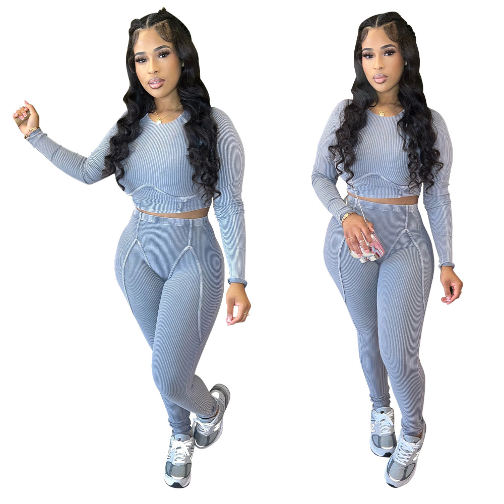 700g Weight Long Sleeve Sleeve Length Spandex, Polyester Fabric Type Pant Co-ord Set Sets Type 2 Pieces Set Quantity Daily, Street Occasion Round Neck Neckline Warm Function Skinny Fit Type Solid Color Pattern Autumn Season Women's Gender Printing Design Casual Style Daily Street Women's Casual Solid Color Spandex Polyester Printing Pant Co-ord Set Pants Sets 5