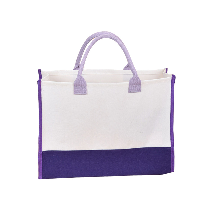 Bolsa de ribetes tridimensional, bolsa de lona de costura de color de película engrosada personalizada, bolsa de lona de compras de gran capacidad, logotipo impreso