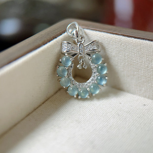 Natural Jadeite Pendant with Blue Water Ice Texture, S925 Sterling Silver, Runaway Princess Necklace, Ins Style