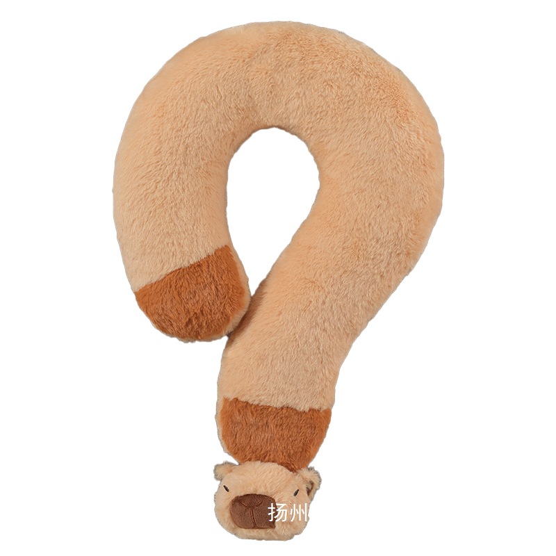 Cute Kapibala signo de interrogación almohada capibara almohada para el cuello juguete de peluche almohada para dormir para niñas almohada en forma de U almohada de viaje