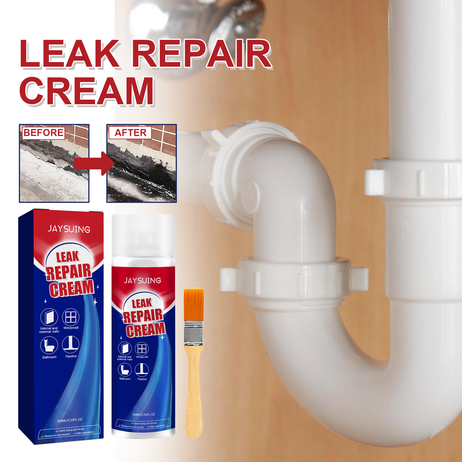 Jaysuing防漏修复喷雾 浴室管道墙面耐高温防水防潮修补渗漏喷雾