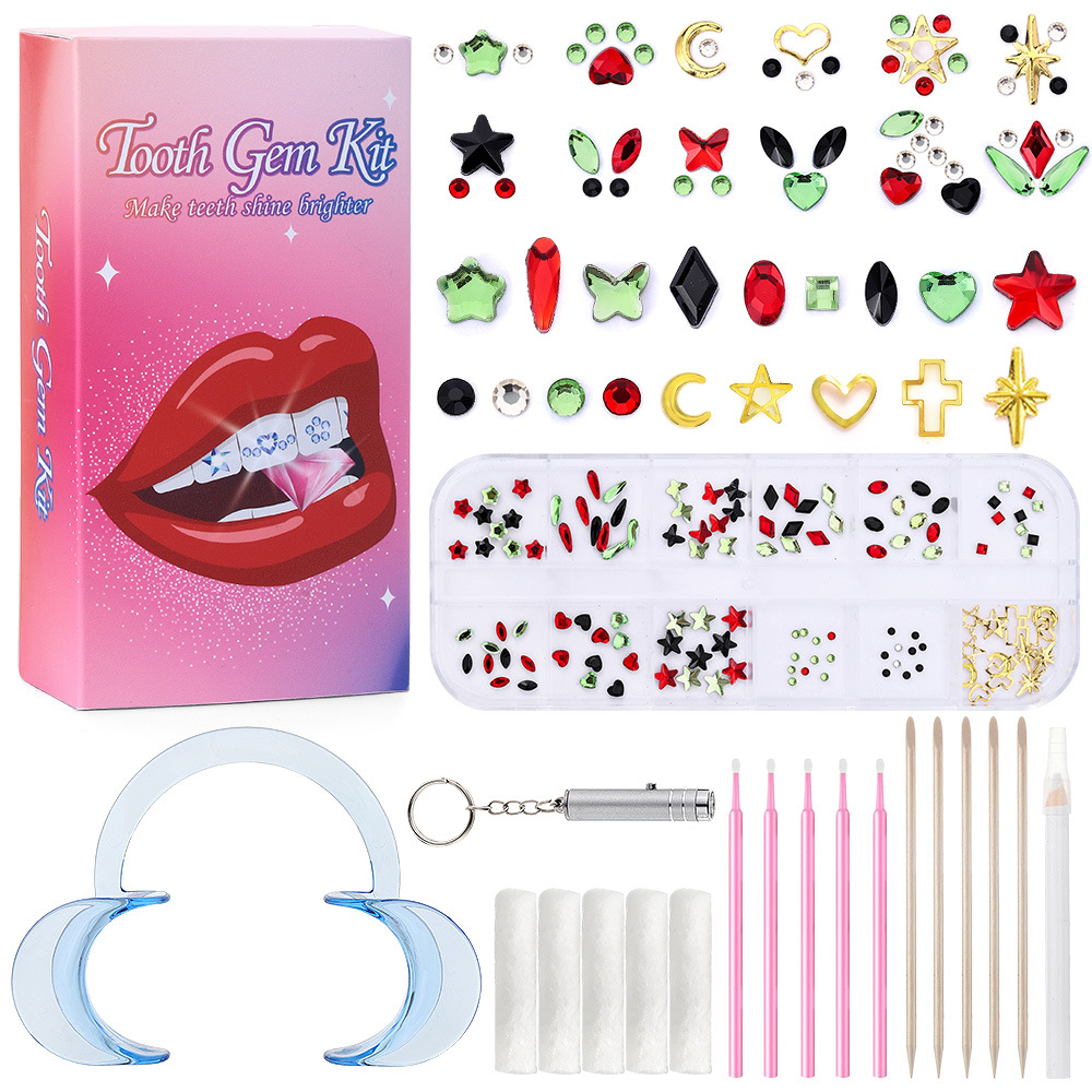 12 그리드 크리스마스 시리즈 치과용 드릴 세트 B [컬러 박스 업그레이드 버전에는 접착제가 포함되어 있지 않습니다.]