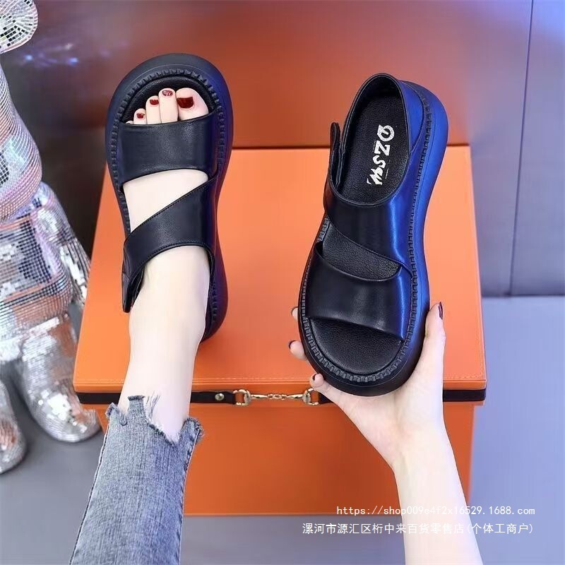 High-end women's sandals with platform soles, slimming effect, casual soft soles, Chanel-style beach sandals, Korean version High-end women's sandals with platform soles, slimming effect, casual soft soles, Chanel-style beach sandals, Korean version