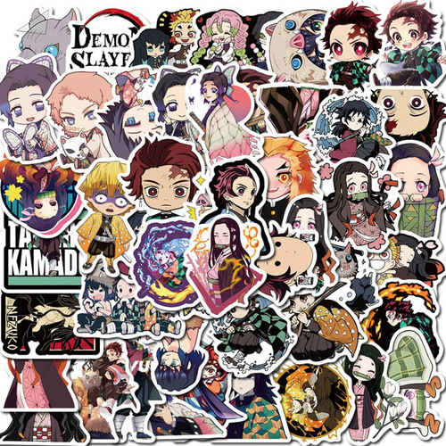 50 TV Anime Demon Slayer Cartoon Sticker Decals Motorcycle Luggage Decor Waterproof Removable Sticker