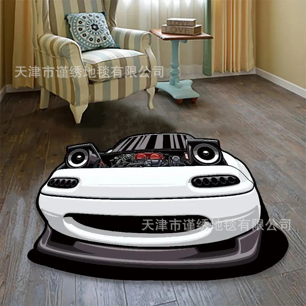 Cross-Border Cool Car Imitation Cashmere Floor Mats, Car Fan Decoration, Non-Slip Foot Mats, Easy-Care Entryway Doormats
