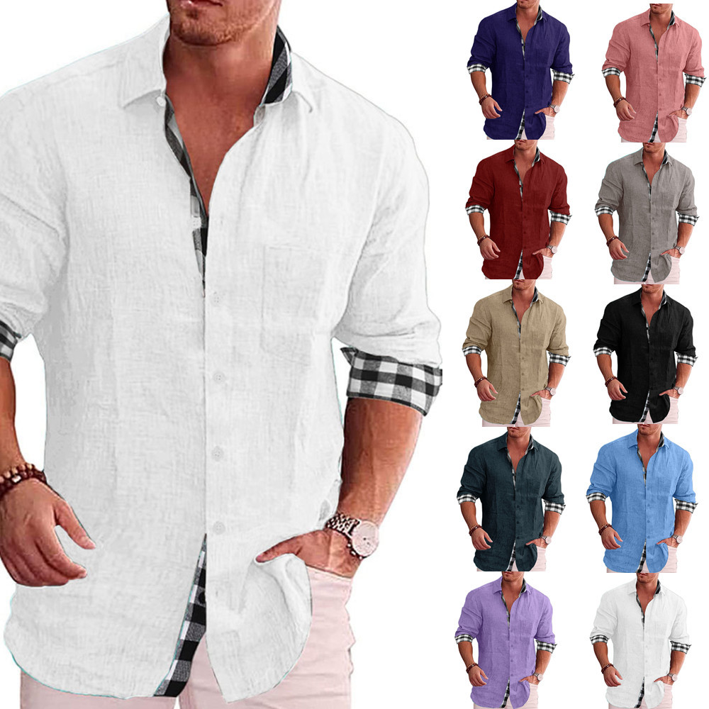 Men's Blouse Long Sleeve Blouses Casual Solid Color display picture 1