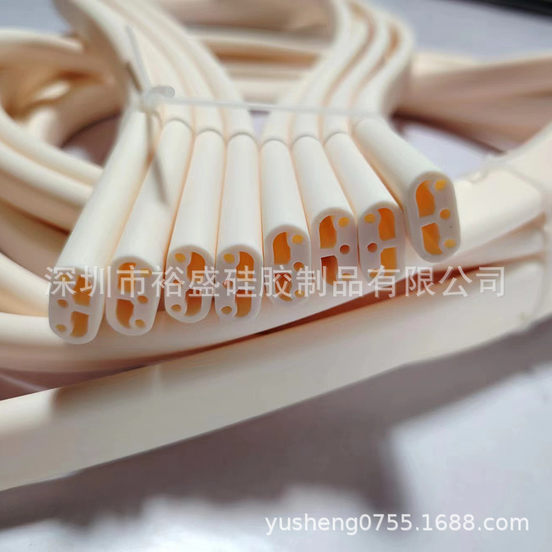 医用器械按摩器5孔硅胶管 米黄色硅胶三通管硅胶多排管 多孔管等