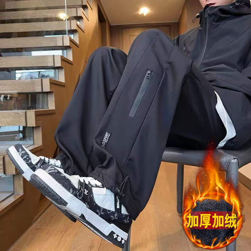 American Functional Velvet Cargo Pants for Men, Autumn and Winter Trendy Brand Handsome Outdoor Hiking and Mountaineering Casual Pants