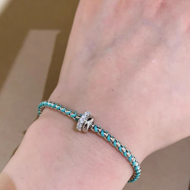 Blue Rope Braided Grape Vine Silver Bracelet for Women 2026 New Niche High-End Jewelry Exquisite Simple Style Accessories Blue Rope Braided Grape Vine Silver Bracelet for Women 2026 New Niche High-End Jewelry Exquisite Simple Style Accessories