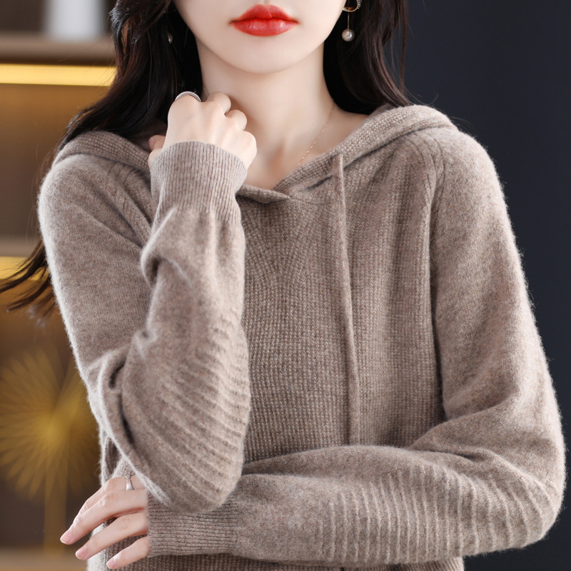 Spring Casual Hooded Knitwear Women's Sweatshirt New Style Long-Sleeved Hoodie Outer Wear Loose Short Hooded Sweater Wholesale