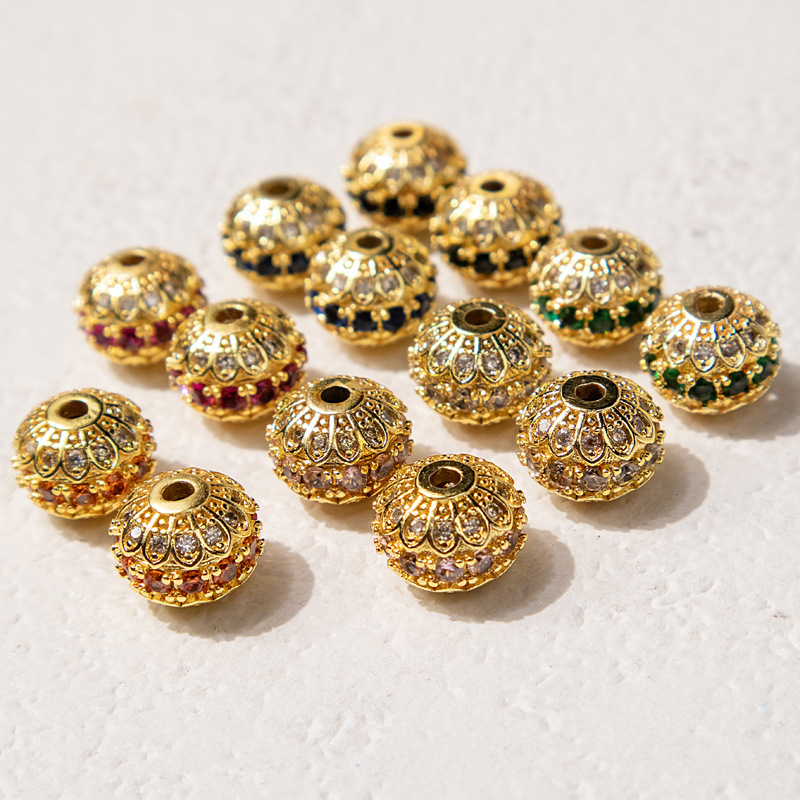 Sand gold inlay color zircon color lantern ball wheel beads beads beads handmade diy jewelry beaded accessories