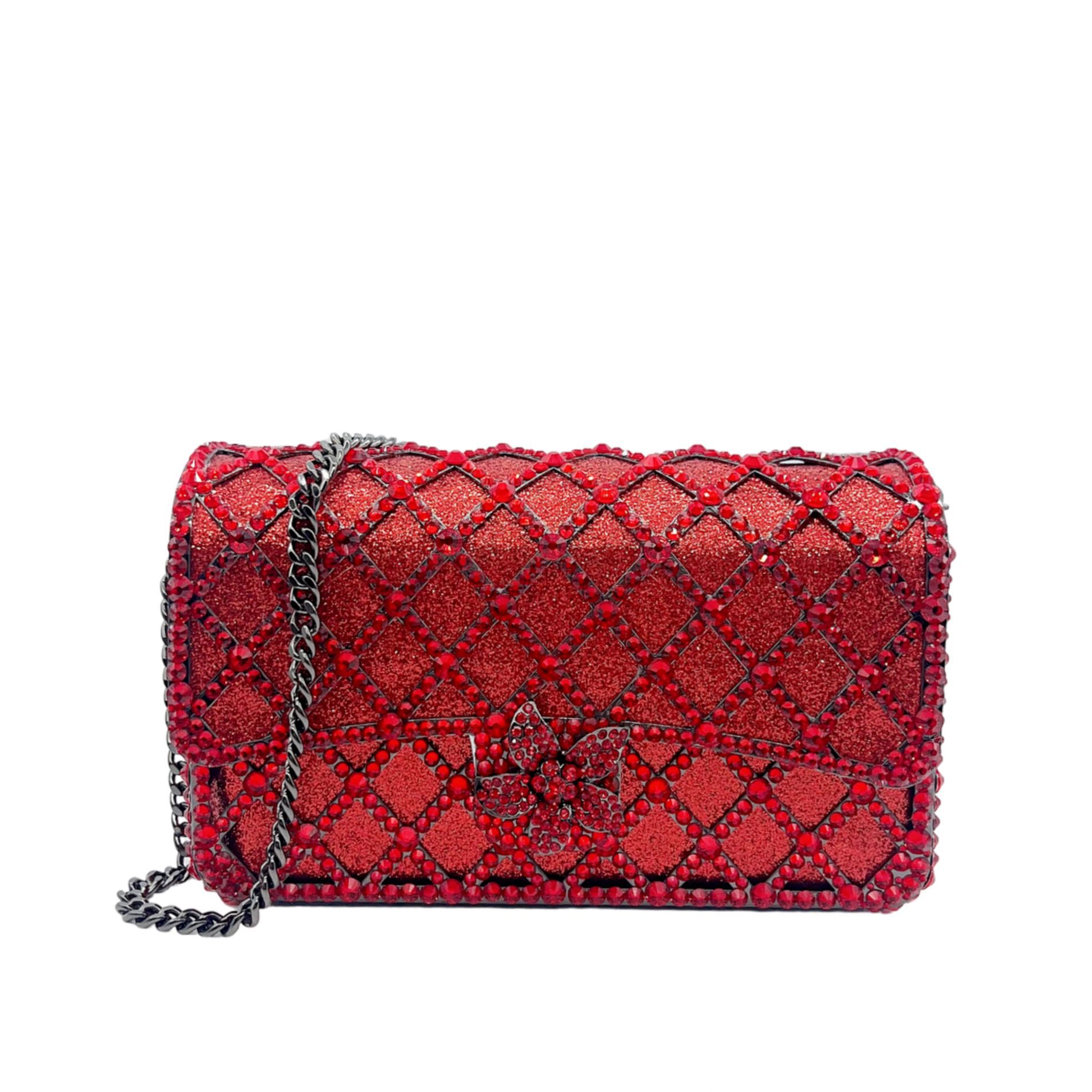 Nueva pequeña bolsa de banquete con diamantes a rejilla, bolso de diamante europeo y americano, bolso de hombro de mujer, bolso de piedra de Rin
