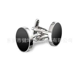 工厂现货 黑色圆形男士袖扣 法式袖扣钮 一件代发 黑色亚克力袖扣