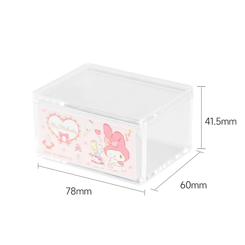正版三丽鸥HelloKitty收纳盒带盖可叠加收纳防尘首饰盒小盒子透明|undefined