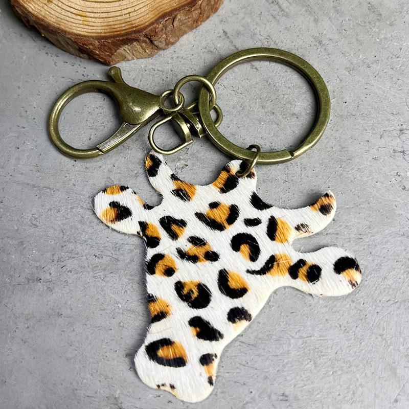 Retro Bull Head Alloy Leather Bag Pendant Keychain display picture 2