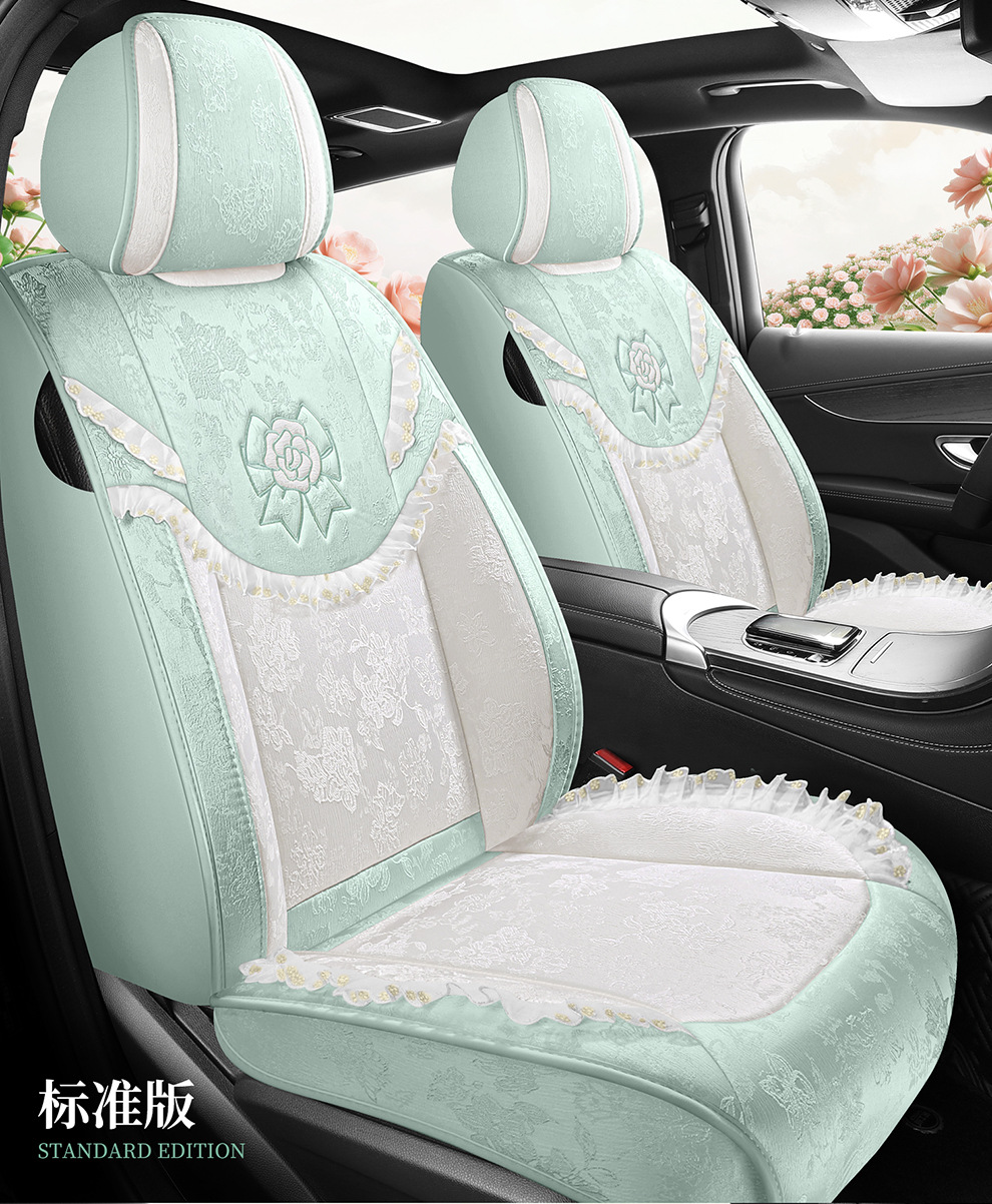 2026 New Model Ancient Style Camellia Jacquard Embossed Lace All-Season Car Seat Cushions Wholesale Cross-Border Export