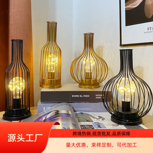 Cross-border creative night light table lamp Nordic style led iron night light red wine glass red wine bottle room decoration light