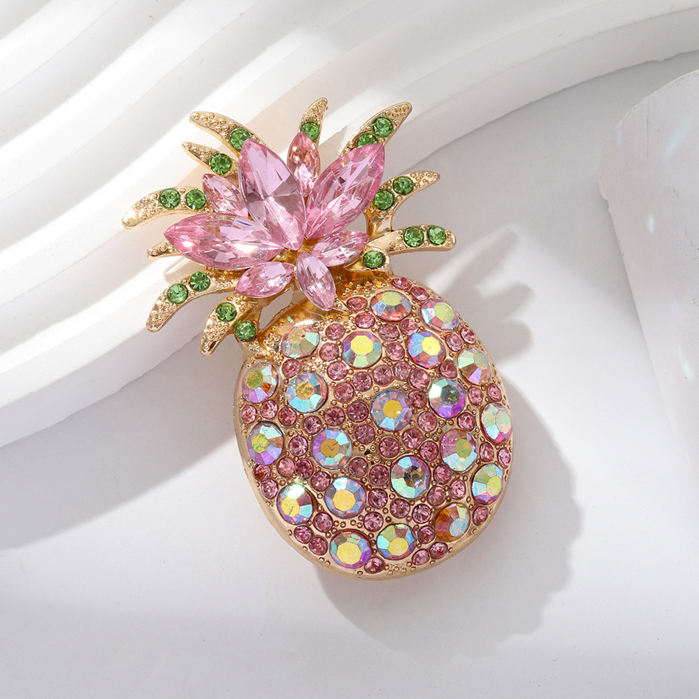 European and American New Colorful Diamond-Encrusted Fruit Pineapple Brooch Design Niche Fashion Corsage Women's Accessories Pin Jewelry