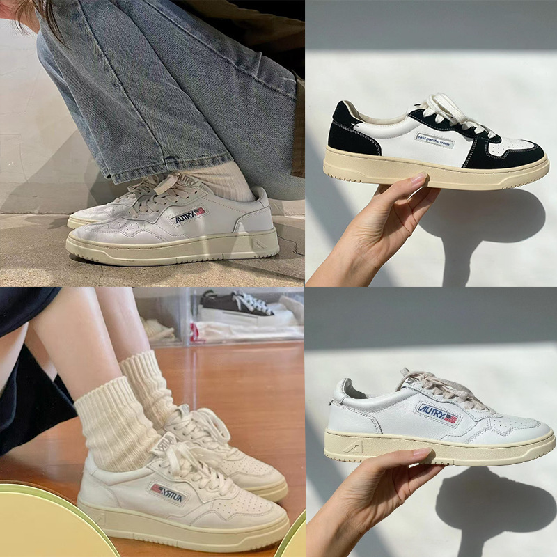 2025 Autry Retro Old Dirty Shoes Sneakers Genuine Leather Low-Top White Shoes Platform Shoes 2025 Autry Retro Old Dirty Shoes Sneakers Genuine Leather Low-Top White Shoes Platform Shoes