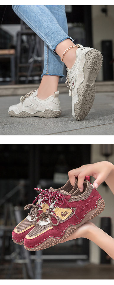 Giày thể thao unisex cỡ lớn da thật mũi tròn, đế bệt, dây thun, phong cách năng động — 6887 màu cát, 6887 nâu, 6887 rượu vang đỏ chi tiết 12