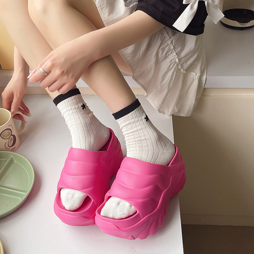 Stiletto Slippers 2024 New Fashion Thick Sole Internet Popularity Slippers 10cm Women's Height Increasing Slippers Outdoor Wear Available INSR