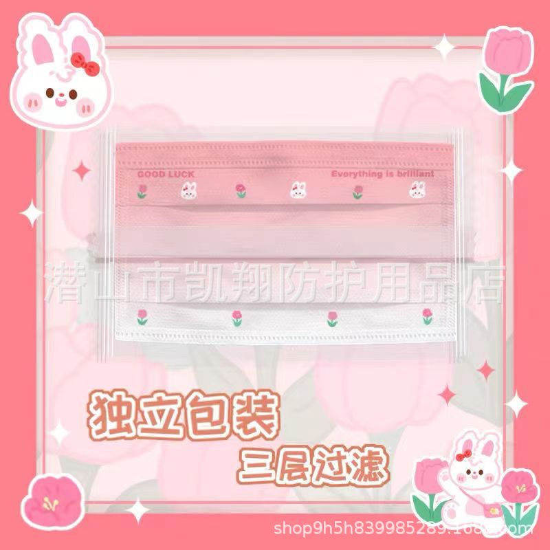夏季薄款定位可爱卡通印花成人女高颜值新款透气防尘一次性口罩