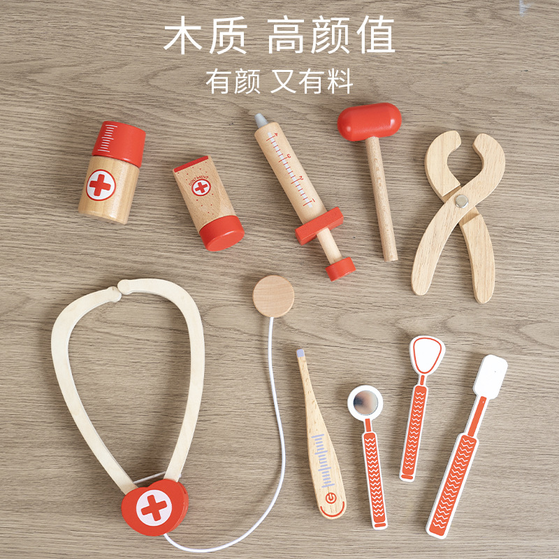 Educación temprana simulación de hogar aristocrático danés rojo médico juego de rol juego de juguetes médico