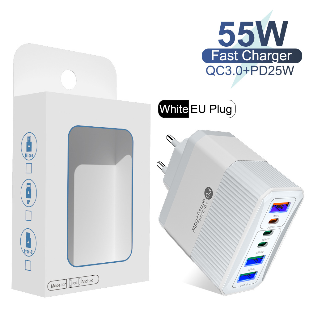 QC3.0+PD25W 6포트 유럽 표준(대형 패키지) 흰색