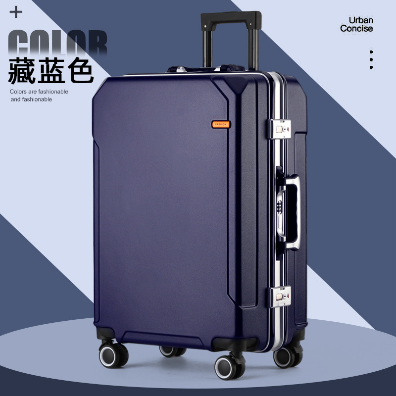 Caja de barra de tracción, maleta de marco de aluminio, maleta de viaje con ruedas universales para hombres y mujeres, nueva caja de cifrado de gran capacidad, maleta de negocios