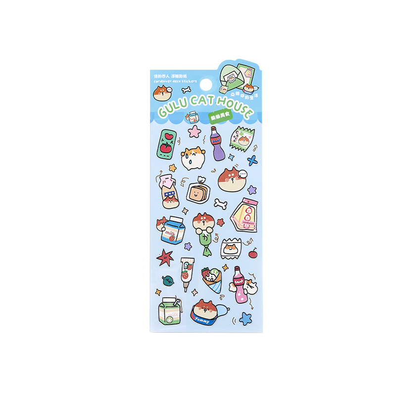 Letter Lovers Etiqueta engomada en relieve Guru Miaomiaowu Cute Pet Bolígrafo simple Cartoon Emojiguo Cartoon Material de la cuenta Etiqueta engomada