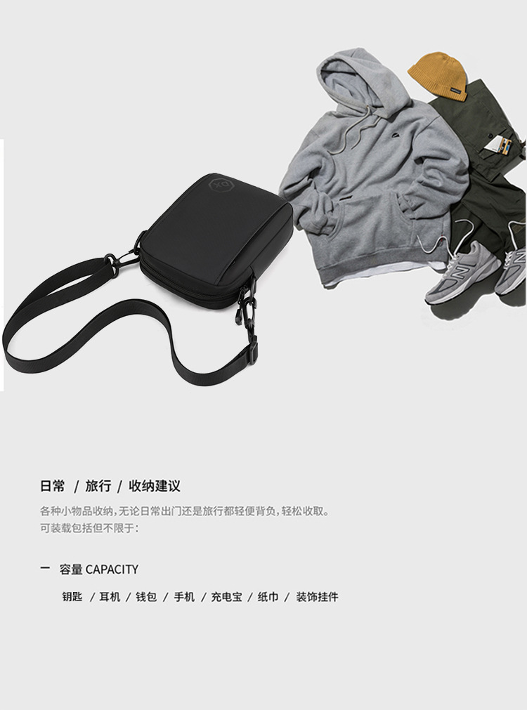 Men's crossbody bag with a high-end feel, small men's bag, travel bag, backpack, double-shoulder bag, multi-purpose men's crossbody bag undefined