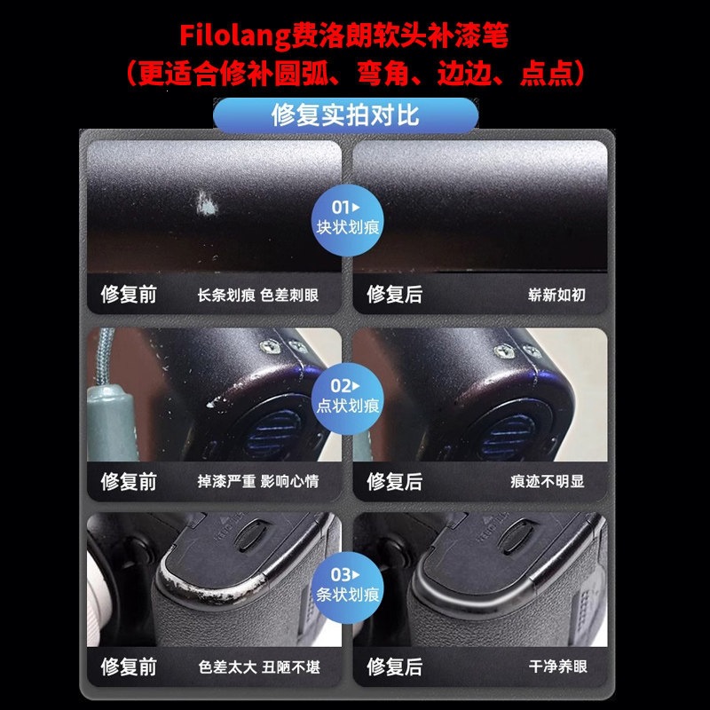 Suitable for matte black touch-up pen, anti-glare pen, repair of scratches on hardware, metal, and plastic, anodized, waterproof, soft tip