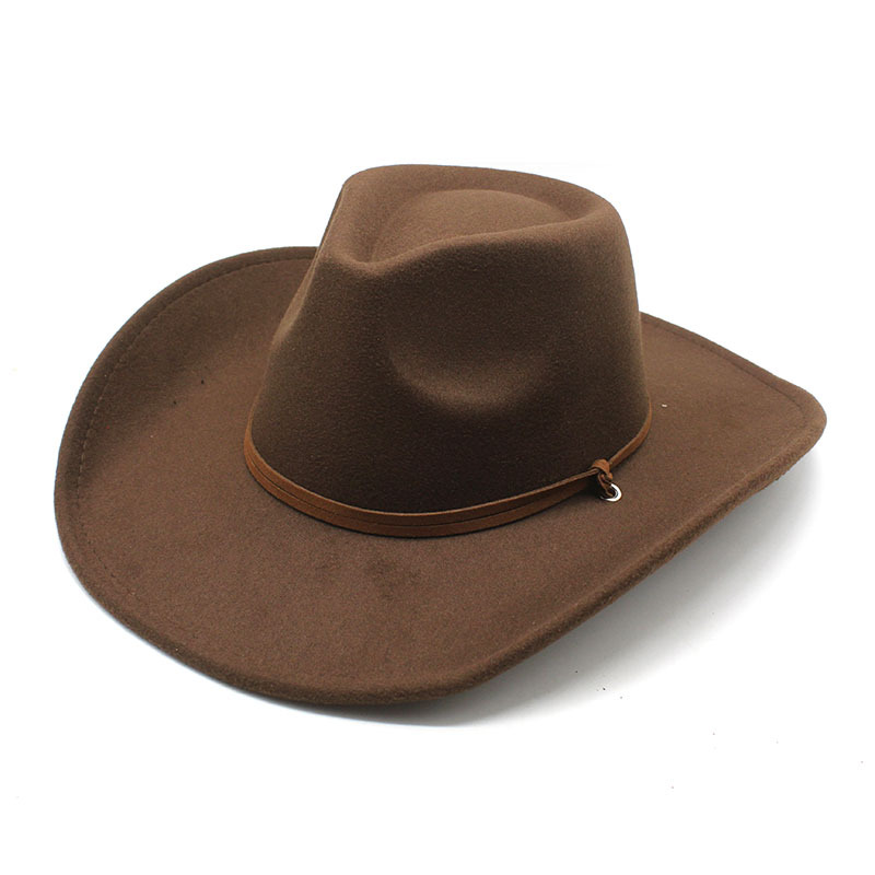 Unisex Retro Cowboy Style Solid Color Wide Eaves Fedora Hat display picture 2