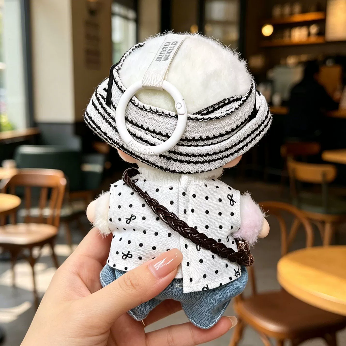 Baby clothes only] Suitable for DIMOO Newborn Diary Series 15cm doll clothes black and white striped set